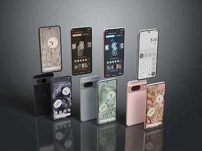 Diverse Modern Smartphones In Multiple Colors Featuring Various Screen Displays And App Interfaces 3d model