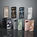 Diverse Modern Smartphones In Multiple Colors Featuring Various Screen Displays And App Interfaces