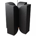 Modern Geometric Chandelier with Black Wood Grain Design and Warm Glowing Light