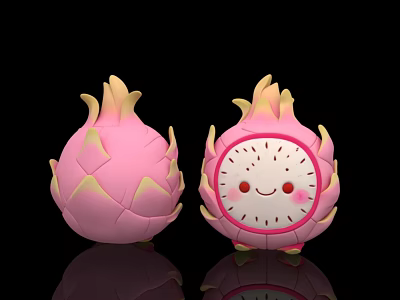 Cute Inflatable Dragon Fruit Shaped Decorations With Smiley Face And Clock Design For Kids Playroom 3d model