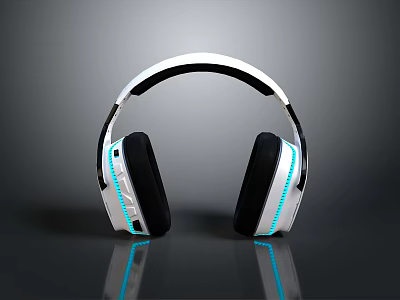 Advanced Wireless Computer Headphones With LED Lights And Comfortable Ear Cups 3d model