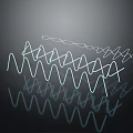 Abstract Futuristic Lines With White Wavy DNA Helix And Reflections On Dark Background