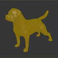 Golden Dog Statue in Standing Pose With Shiny Metallic Surface