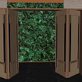 Elegant Modern Partition Design With Green Decorative Panel And Metallic Frame 3d model