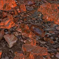 Scenic Red Rock Landscape Featuring Rugged Terrain and Bright Yellow Background