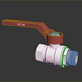Industrial Ball Valve With Red Handle Silver Body And Brass Threaded End
