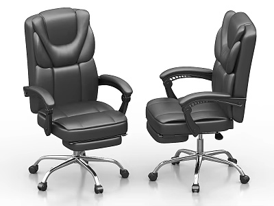 Black Leather Office Chair With Adjustable Arms Swivel Base And Casters 3d model