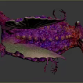 Vibrant Character Creature with Purple Pink Green Leaf Like Structures and Unique Form 3d model