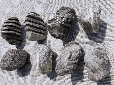 Natural Stone and Wood Decorative Materials with Various Textures and Shapes 3d model