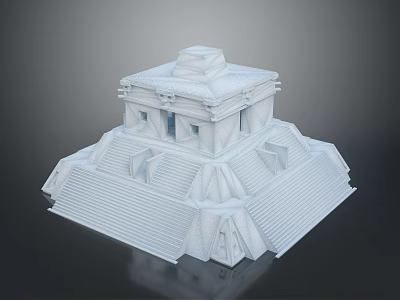 White Pyramid Structure With Multi tiered Steps And Top Platform 3d model