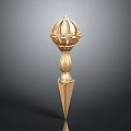 Golden Sculpture Carving With Intricate Top Design And Pointed Base Structure