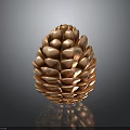 Copper Colored Pinecone A Natural Botanical Element With Intricate Texture On Dark Background