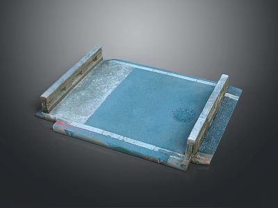 Rustic Blue Gray Pallet With Worn Surface Texture And Reinforced Edges Structure Design 3d model