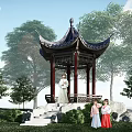 Chinese style pavilion SU model 3d model