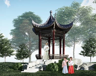 Chinese style pavilion SU model 3d model