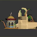 Commercial Desert Themed Outdoor Equipment With Palm Trees Slide Stairs And Dome Structure