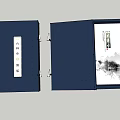 Traditional Chinese Books With Blue Covers Open Pages And Classic Calligraphy Elements