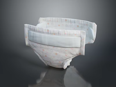 Soft Comfortable Baby Diaper With Floral Pattern And Absorbent Material 3d model