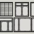New Chinese-style casement window combination window frame 3d model