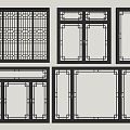 New Chinese-style casement window window combination window frame 3d model