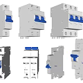Industrial Circuit Breakers Multiple Types With Blue Handles And Sizes 3d model