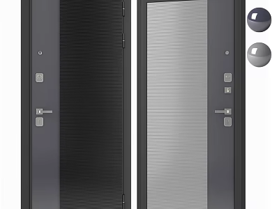 Modern Swing Doors With Black And Gray Frames Glass Panels And Handles 3d model