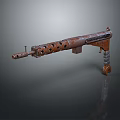 Rusty Old Submachine Gun With Metal Barrel And Worn Grip Design 3d model