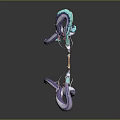 Two Headed Dragon Sculpture With Green Purple Curved Body On Dark Background