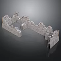 Ancient Great Wall 3D Model With Stone Fortress Walls And Crenellations