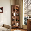 Dining Living Room Interior Design With Wooden Arched Sideboard Displaying Flowers Fruits And Decor