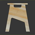 Simple Modern Wooden Stool With Light Wood Color And Rectangular Seat Design 3d model