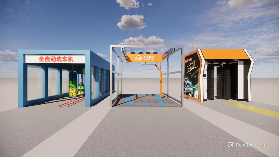 Commercial Automatic Car Wash Machines With Modern Design And Efficient Operation 3d model 