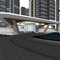 Entrance of Modern Gate Community 3d model