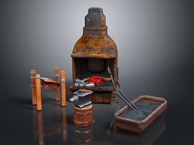Traditional Ironworking Blacksmith Tools And Equipment 3d model
