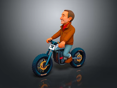 Cartoon Character Riding Off Road Motorcycle With Large Tires And Handlebars Number 11 3d model