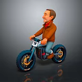 Cartoon Character Riding Off Road Motorcycle With Large Tires And Handlebars Number 11
