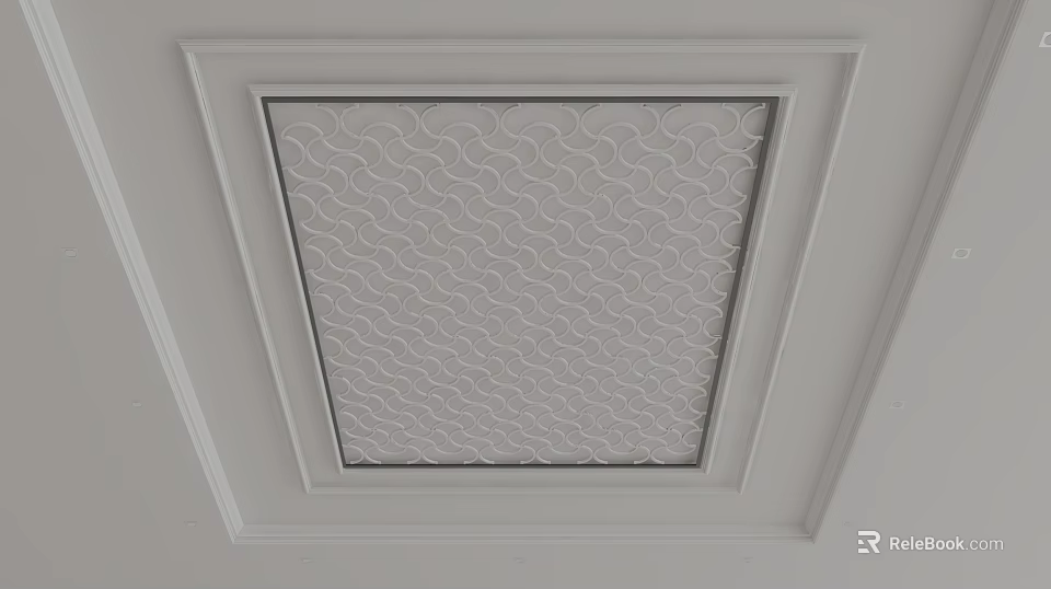 Modern Ceiling Design Featuring Patterned Panel And Framed White Border 3d model