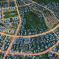 Aerial View Master Plan of Residential Community with Buildings Green Spaces and Road Layout
