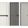 Sleek Modern Hinged Doors Featuring Light Wood Dark Wood and Herringbone Patterns 3d model
