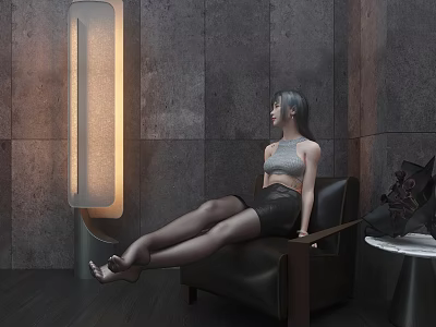 Modern woman floor lamp 3d model