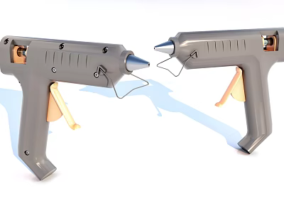 Two Gray Hot Glue Guns On White Background 3d model
