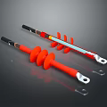Two Red Spiral Hardware Tools With Insulated Coils And Metal Connectors 3d model