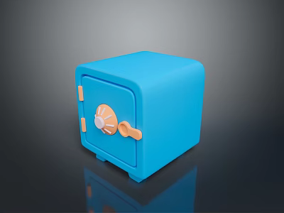 Stylish Blue Safe Furniture Design Featuring Golden Lock And Handle 3d model