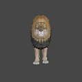 Realistic 3D Lion Model With Brown Mane Standing On Dark Background