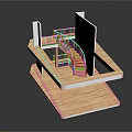 Wooden Spiral Staircase Design With Railing And Upper Platform In Modern Interior Space