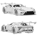 High Performance Race Car With Aerodynamic Design And Rear Spoiler From Multiple Angles