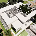 modern architecture ecological restaurant descending high-level terrain 3d model