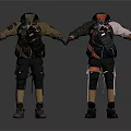 Two Men In Tactical Gear With Backpacks And Utility Equipment Setup