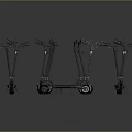 Silver Scooters With Various Designs On Gray Reflective Background Surface 3d model
