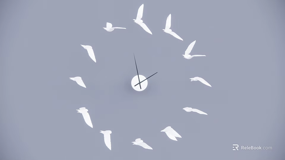 Modern Bird Shaped Wall Hanging Interior Decor With Center Clock 3d model 